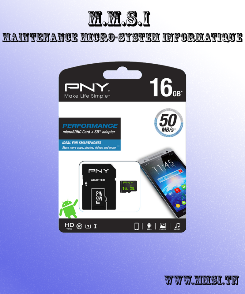 PNY - Performance 16GB 50mb/s MicroSD Card