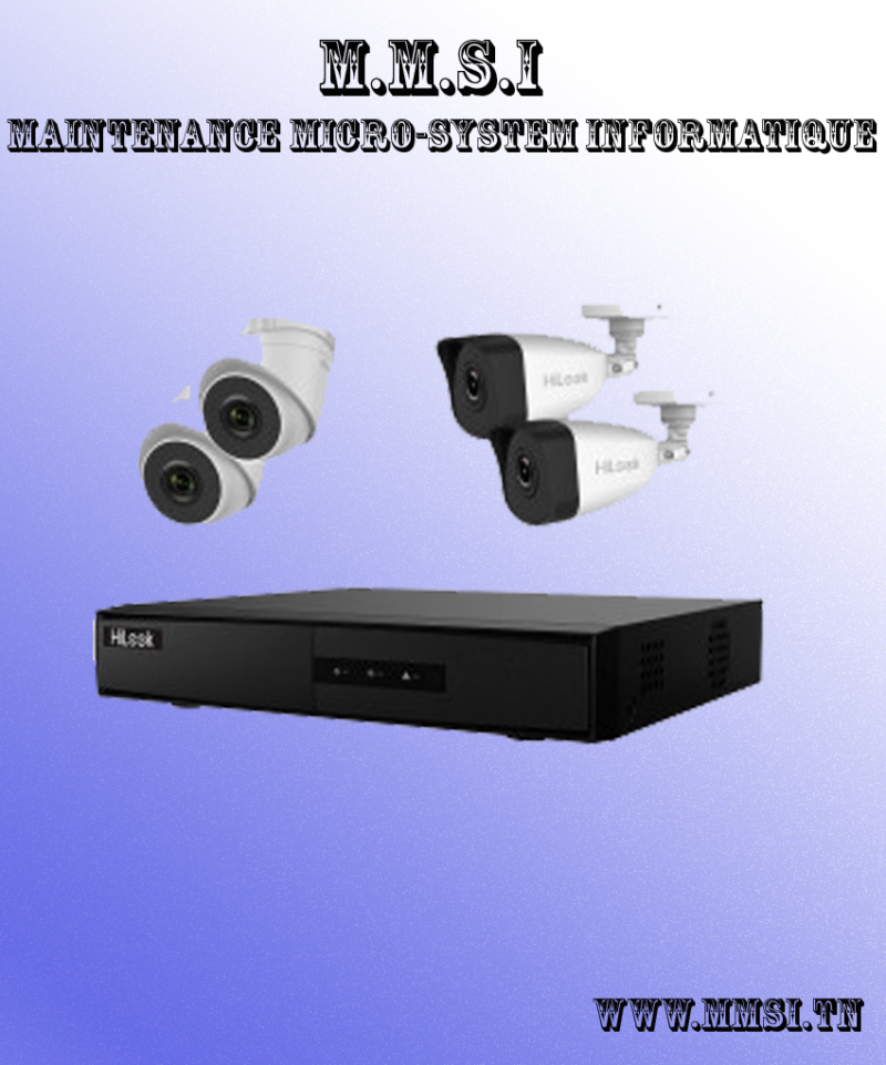 KIT HILOOK 4 CAMÉRAS 4 MP FULL HD  ET DVR 4 CHAINES 4 MP
