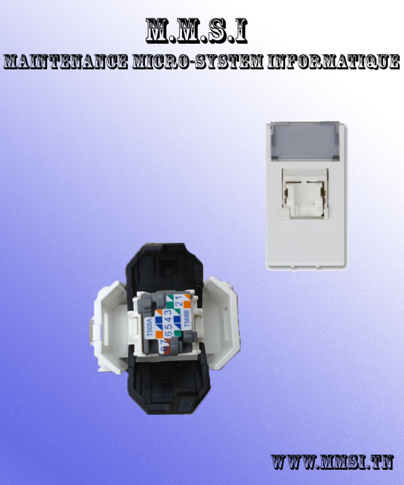 PRISE INFORMATIQUE 8+1 PLOTS RJ45 CAT 6 FTP BLANC