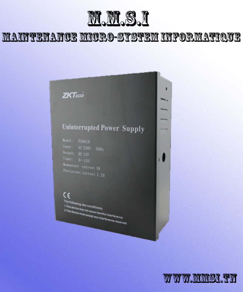 Bloc d’alimentation secourue 12V/3A ZKTeco