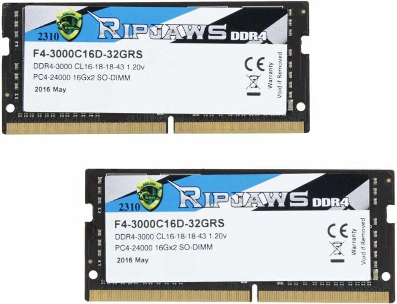 GG Skill Ripjaws Series 32 Go 260 240 broches DDR4 SO-DIMM DDR4 3000pc4 24000 Mémoire pour ordinateur portable modèle F4 – 3000 C16d – 32grs