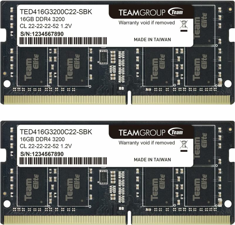 Barrette Mémoire SODIMM TeamGroup - Capacité 16 Go DDR4 - Fréquence 3200 Mhz