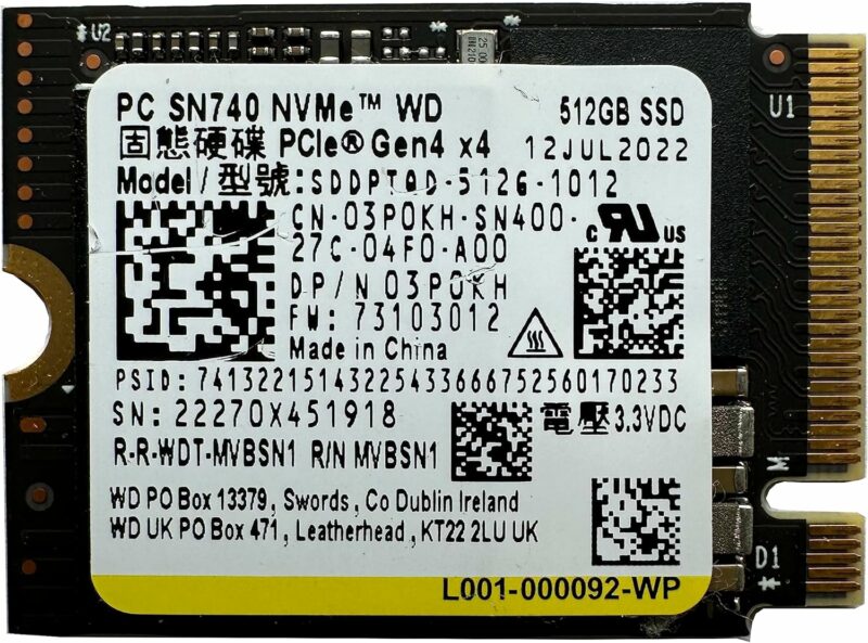 Western Digital , 512 GB 2230 M.2 PCIe NVMe Internal SSD
