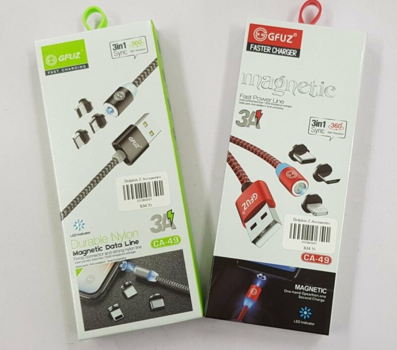 Câble Magnétique Gfuz 3En1 3A – Micro-usb+Type-C+Lightning