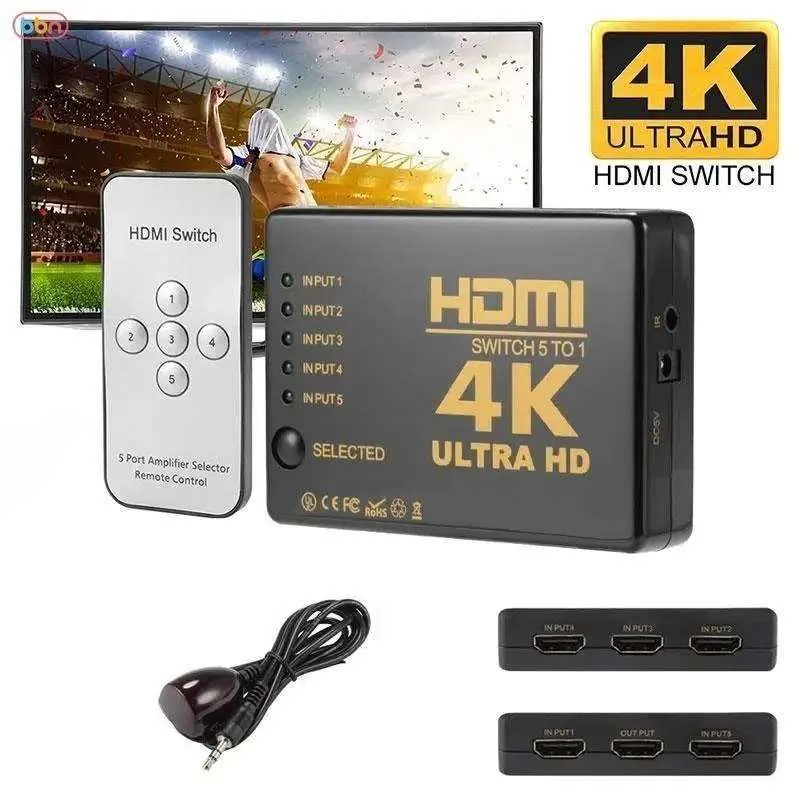 COMMUTATEUR HDMI 4K 5 PORTS PLUS TÉLÉCOMMANDE
