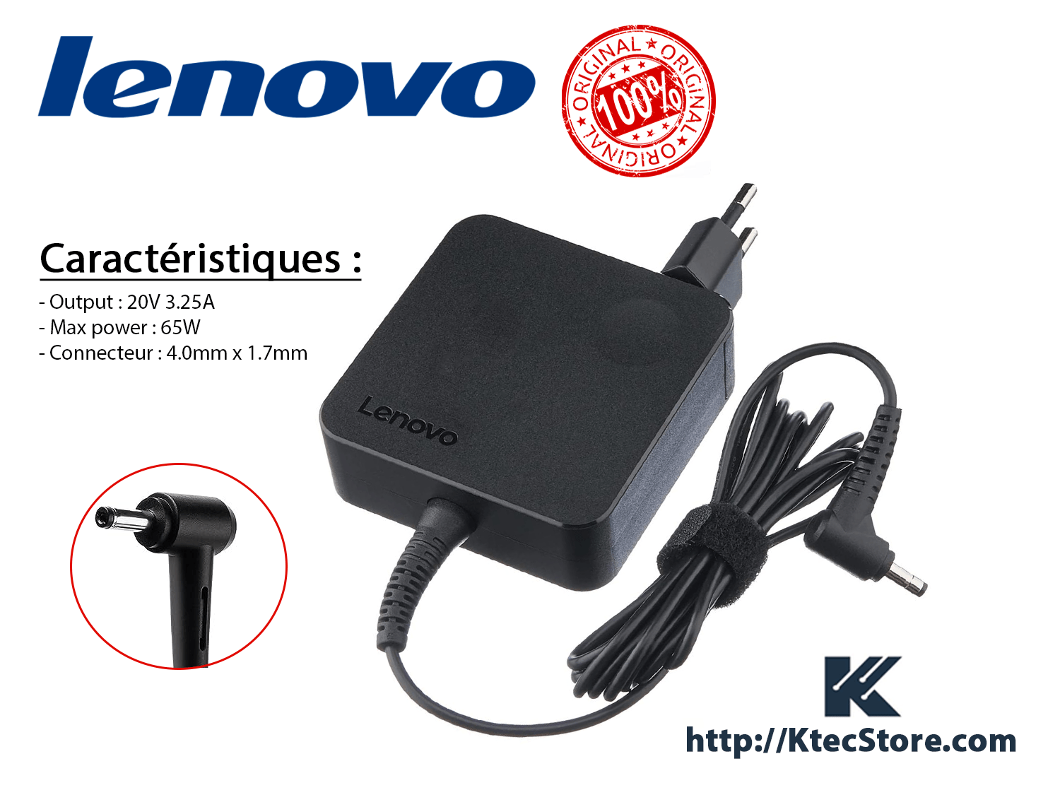 Chargeur Lenovo 65W 20V 3.25A USB C Original