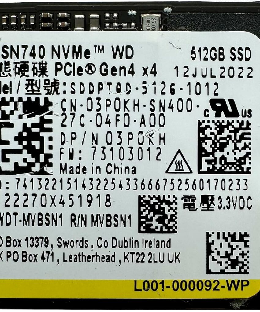 WD SN740 512 Go SSD M.2 2230 30 mm NVMe PCIe 4.0 Gen 4 x 4